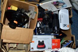 A SAWYERS JUNIOR VIEW-MASTER PROJECTOR AND A VIEW-MASTER WITH OVER THIRTY PICTURE REELS, together