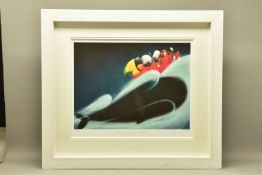 DOUG HYDE (BRITISH 1972) 'A WHALE OF A TIME' DOGS AND A WHALE AT SEA, signed limited edition print