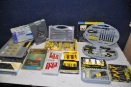 A SELECTION OF HANDTOOLS to include two Workzone pliers sets, Workzone angled driver/socket set, two