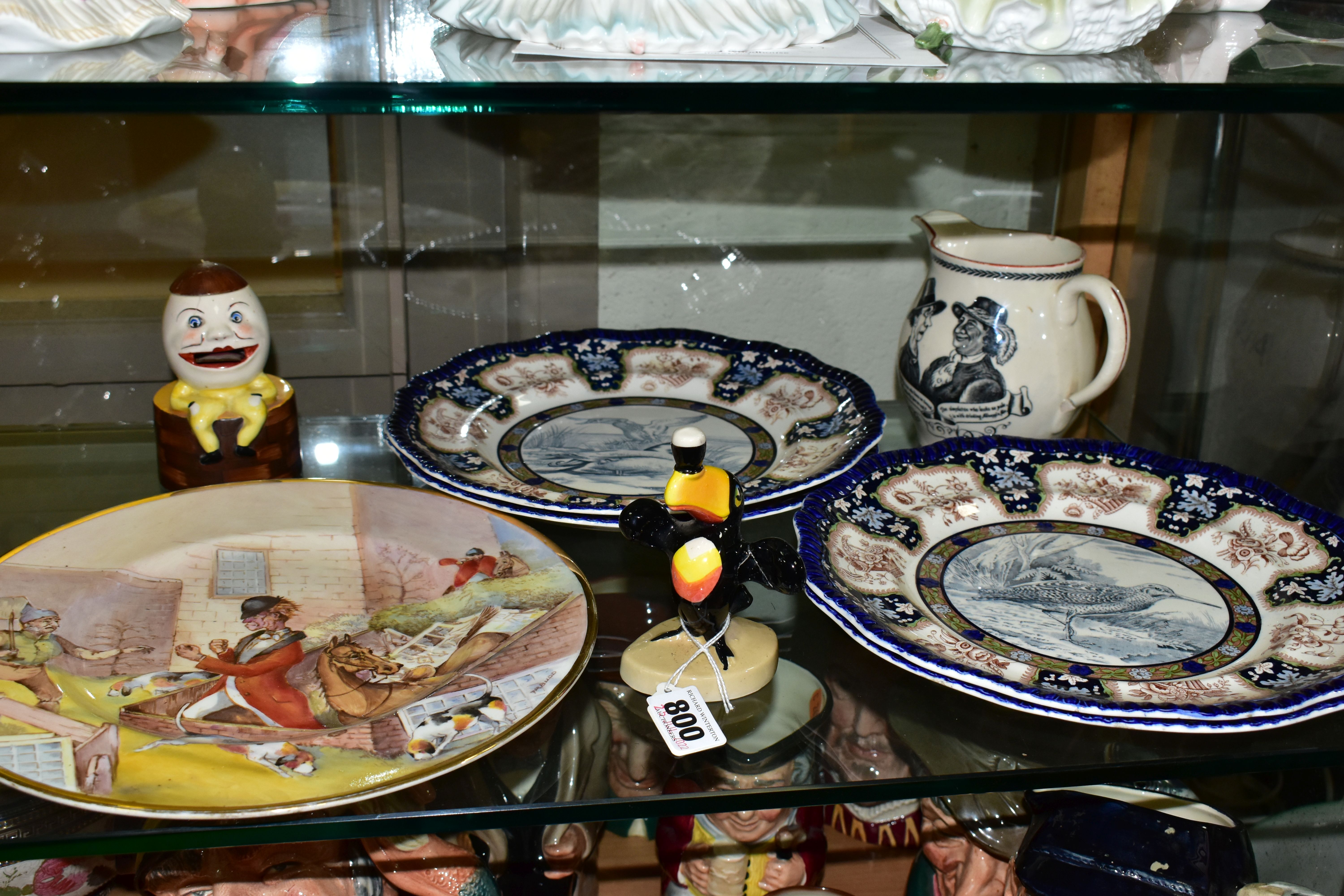 DECORATIVE CERAMICS COMPRISING FOUR COPELAND SPODE UPLAND GAME SERIES PLATES, a tinted and printed