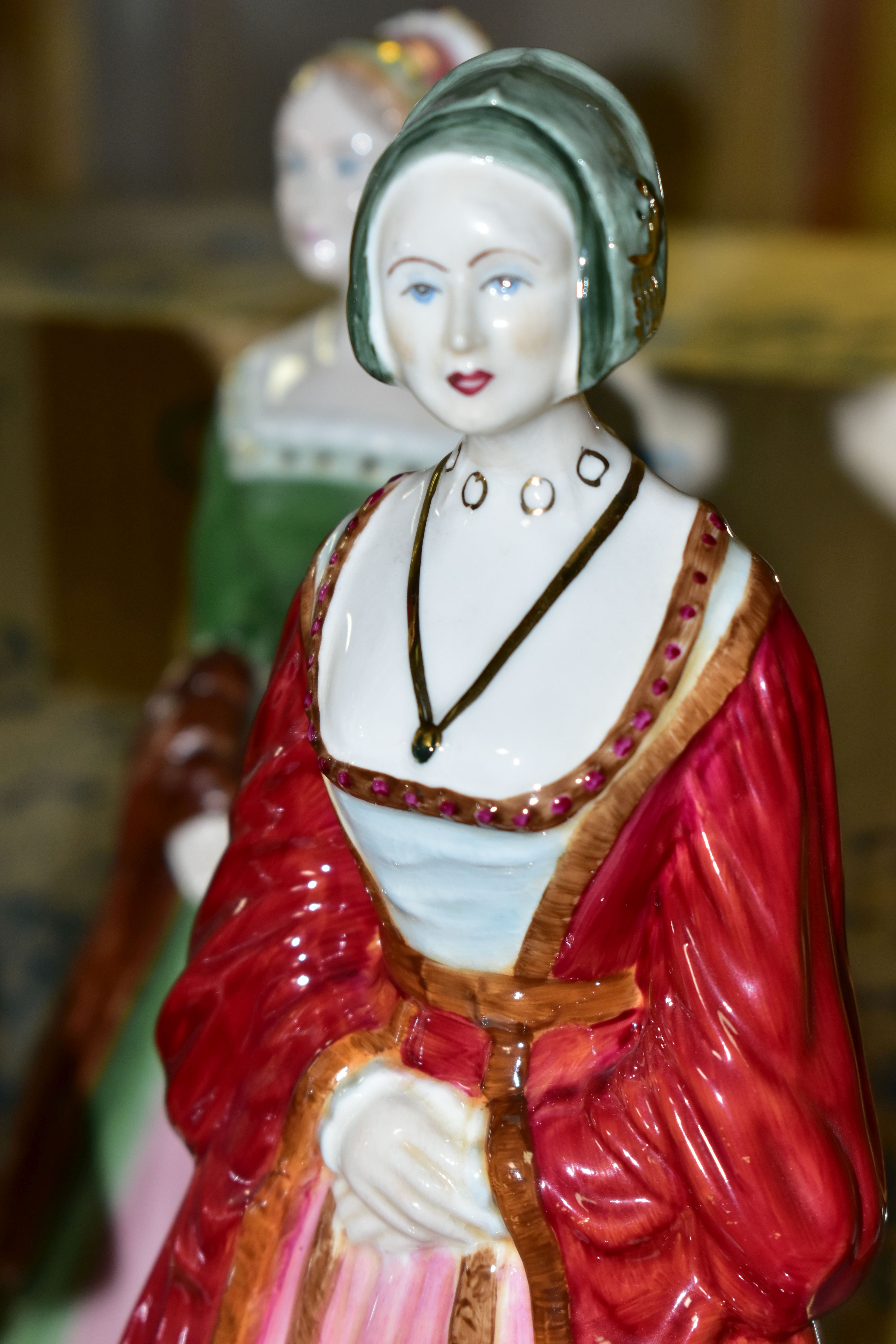 A SET OF COALPORT HENRY VIII AND FOUR WIVES FIGURES, comprising Henry VIII, Catherine Parr, - Image 3 of 8