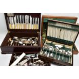 THREE WOODEN CANTEENS, the first an incomplete 'Slack & Barlow (Sheffield) Ltd cutlery set,