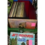 A TRAY CONTAINING APPROX SIXTY LPs AND SINGLES artists include Frank Sinatra, ABBA, Glenn Miller,