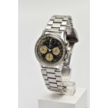 A BREITLING NAVITIMER CHRONOGRAPH WRISTWATCH, circa 1970, reference number 806, black dial with