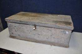 A BESPOKE WOODEN TOOLCHEST with metal handle, lock and key