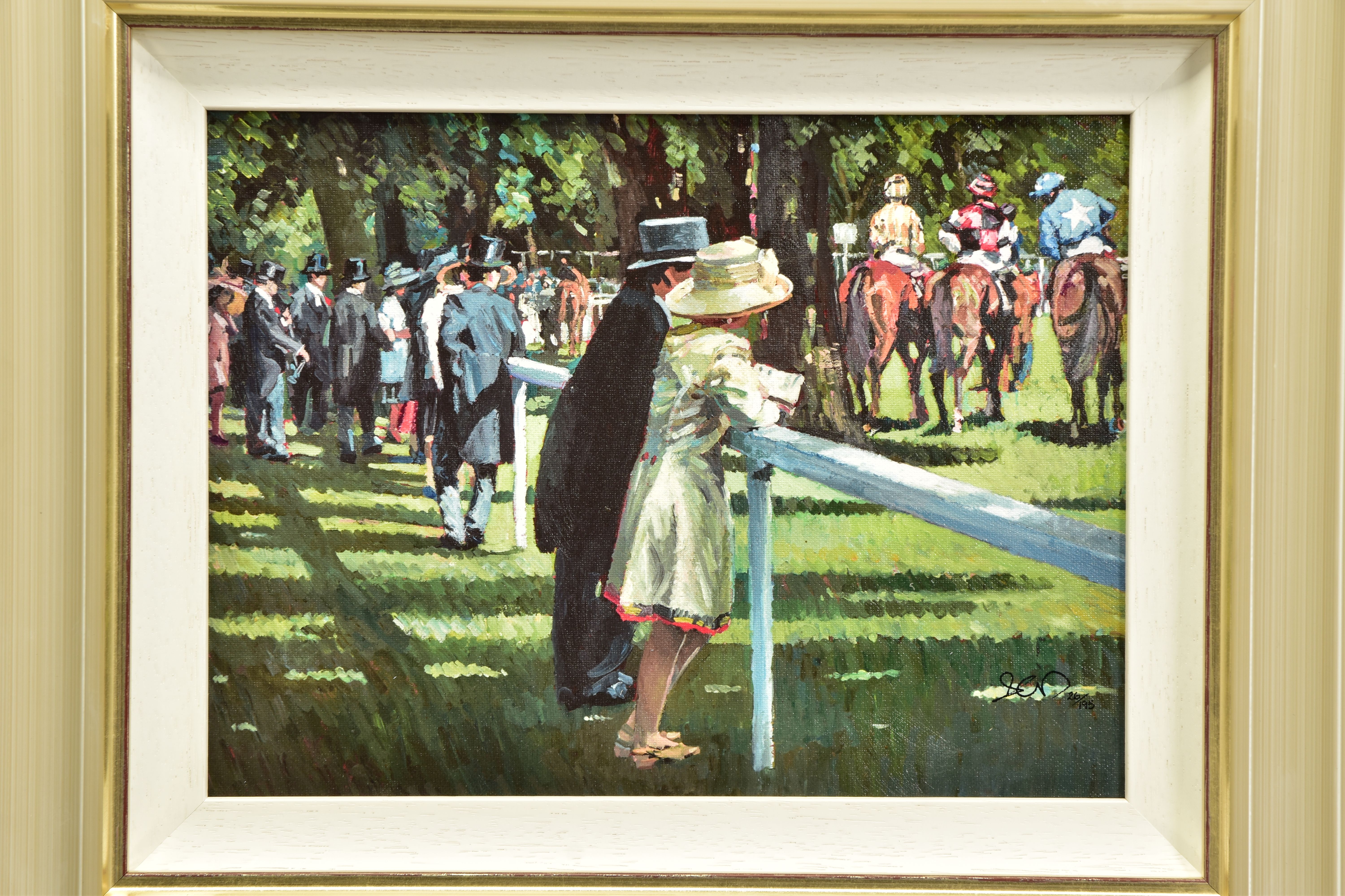 SHERREE VALENTINE DAINES (BRITISH 1959) '0N PARADE', a signed limited edition print of racegoers and - Bild 2 aus 5