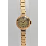 A LADIES 9CT GOLD 'ROLEX PRECISION' WRISTWATCH, hand wound movement, non-running, round