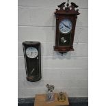 A LINCOLN MAHOGANY CASED 31 DAY WALL CLOCK, with roman numerals, a London Clock Company wall