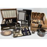 AN ASSORTMENT OF WHITE METAL SERVICE ITEMS AND SUNDRIES, to include a selection of 'Arthur Price'
