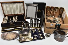 AN ASSORTMENT OF WHITE METAL SERVICE ITEMS AND SUNDRIES, to include a selection of 'Arthur Price'