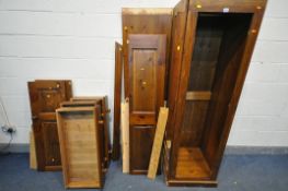 A DISMANTLED PINE WARDROBE, with three drawers and three doors (all pieces appear present)