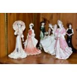 SIX COALPORT FIGURINES/FIGURE GROUP, comprising limited edition Lady Harriet 2857/12500, limited