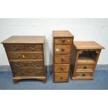 A SMALL REPRODUCTION MAHOGANY CHEST OF FOUR DRAWERS, width 53cm x depth 32cm x height 71cm, a