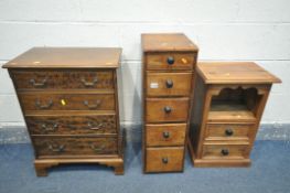 A SMALL REPRODUCTION MAHOGANY CHEST OF FOUR DRAWERS, width 53cm x depth 32cm x height 71cm, a