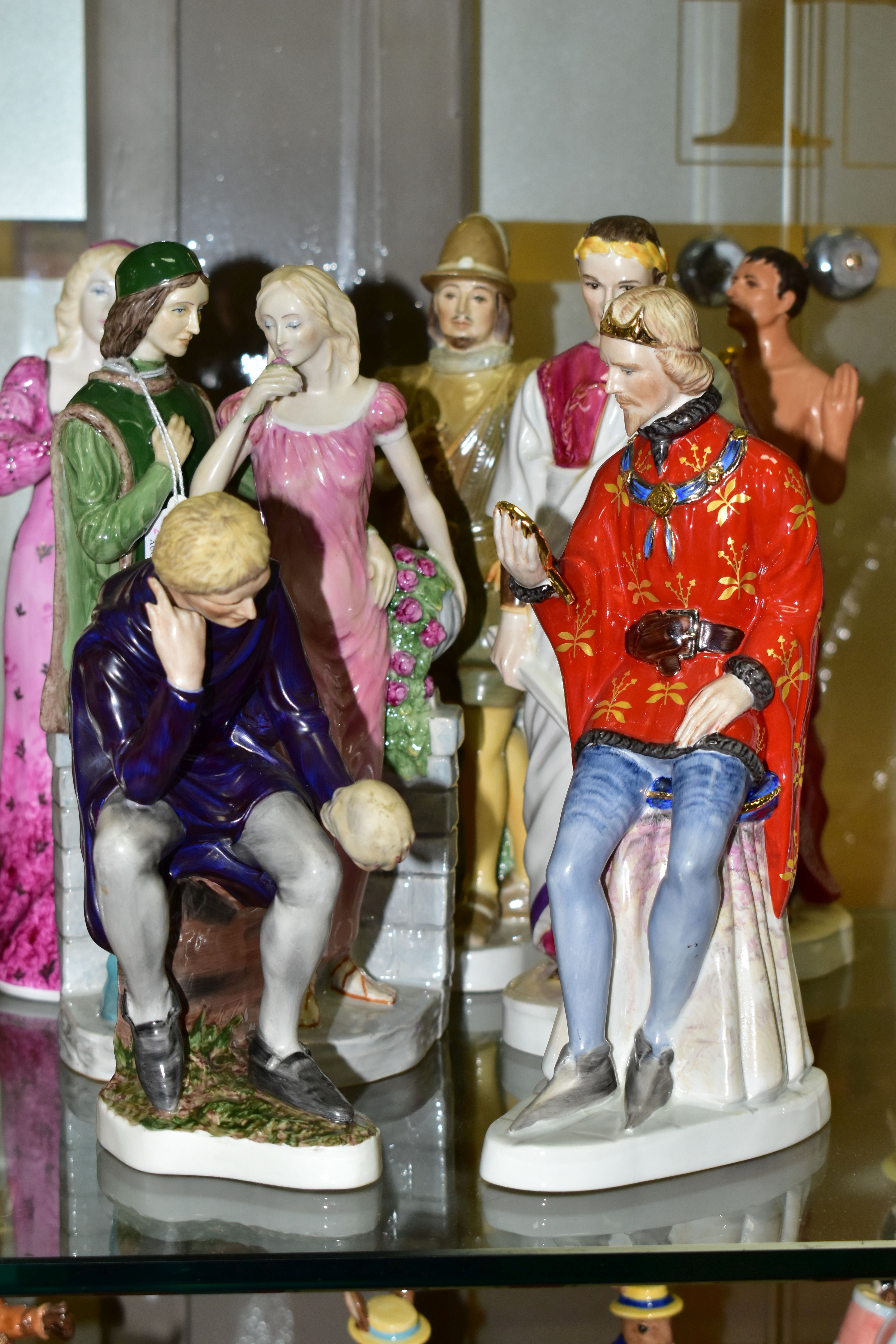 SIX COALPORT LIMITED EDITION 'CHARACTERS FROM SHAKESPEARE' FIGURES AND ANOTHER SIMILAR, six in an