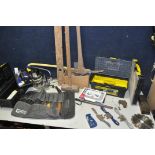 A SELECTION OF TOOLS to include a Stanley 267 router (PAT pass and working), chisels, Stanley