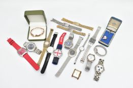 A COLLECTION OF QUARTZ LADYS AND GENTS WRISTWATCHES, included an Accurist wristwatch, blue dial,