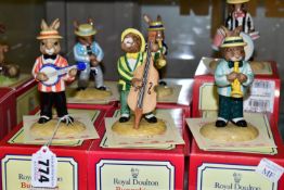 A SET OF SIX BOXED ROYAL DOULTON LIMITED EDITION BUNNYKINS FIGURES FROM THE JAZZ BAND COLLECTION,