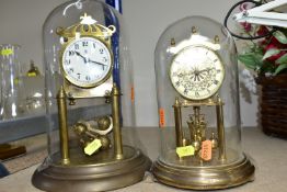 TWO GLASS DOMED CLOCKS, comprising a West German 400 day anniversary clock 'Kieninger & Obergfell'