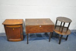 A GEORGIAN MAHOGANY PEMBROKE TABLE, along with two graduated occasional tables, and a mahogany