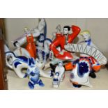 A GROUP OF ZHK POLONNE, GZHEL PORCELAIN AND OTHER FIGURES, to include two ZHK Polonne figure