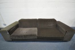 HOWARD KEITH FOR HK DESIGNS, A LARGE STRIPPED UPHOSTERED SOFA, length 266cm x depth 100cm x height