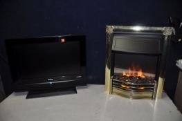 A SANYO CE26ID81-B 26in tv without remote (unable to tune) along with a Dimplex HTN20 coal effect