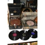 VINTAGE GRAMAPHONES, two portable vintage Gramaphone's, the Decca Rally and a His Master's Voice