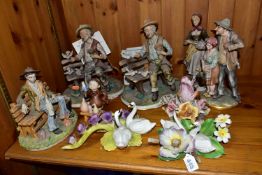 A GROUP OF CAPODIMONTE FIGURINES, ETC, to include two Carter's Capodimonte Ltd Generous Tramp