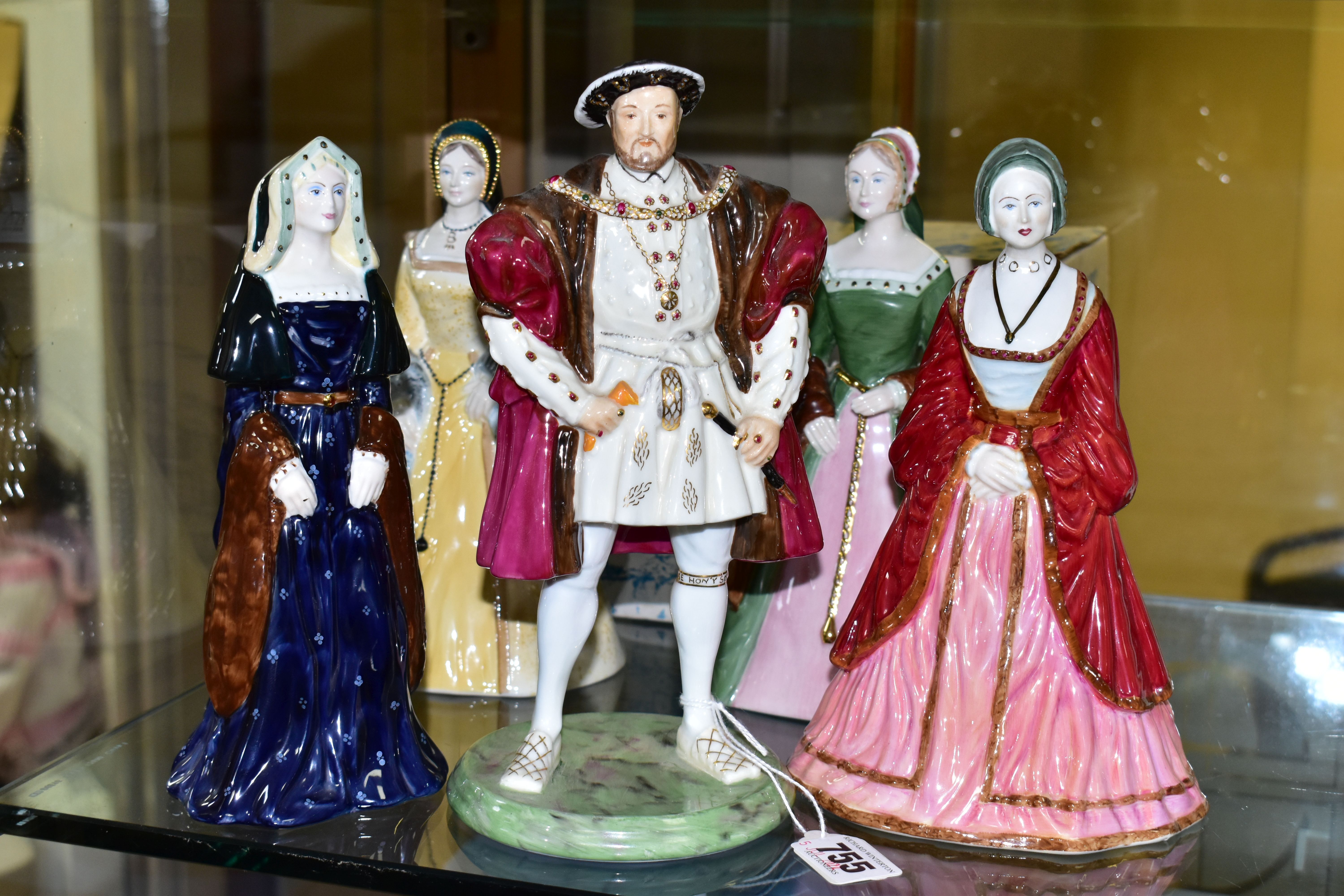 A SET OF COALPORT HENRY VIII AND FOUR WIVES FIGURES, comprising Henry VIII, Catherine Parr, - Image 2 of 8