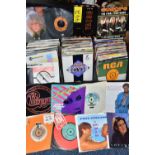 A CASE OF MIXED VINYL SINGLES, a hard case of approximately two hundred records, mixed genres