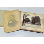 AN EARLY 20th CENTURY PHOTOGRAPH ALBUM, featuring approximately ninety-two images of people,