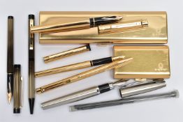 A CASED 'SHEAFFER' FOUNTAIN PEN AND OTHERS, imperial brass 'Sheaffer' fountain pen fitted with a 14k