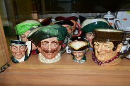 ELEVEN ROYAL DOULTON CHARACTER JUGS, comprising large size The Cavalier, Sam Weller, Toby