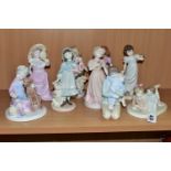 NINE COALPORT FIGURINES OF CHILDREN, comprising six limited edition Barnardo's figurines: 'A