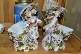 CONTINENTAL PORCELAIN FIGURES ETC, comprising male and female figures standing beside baskets in the