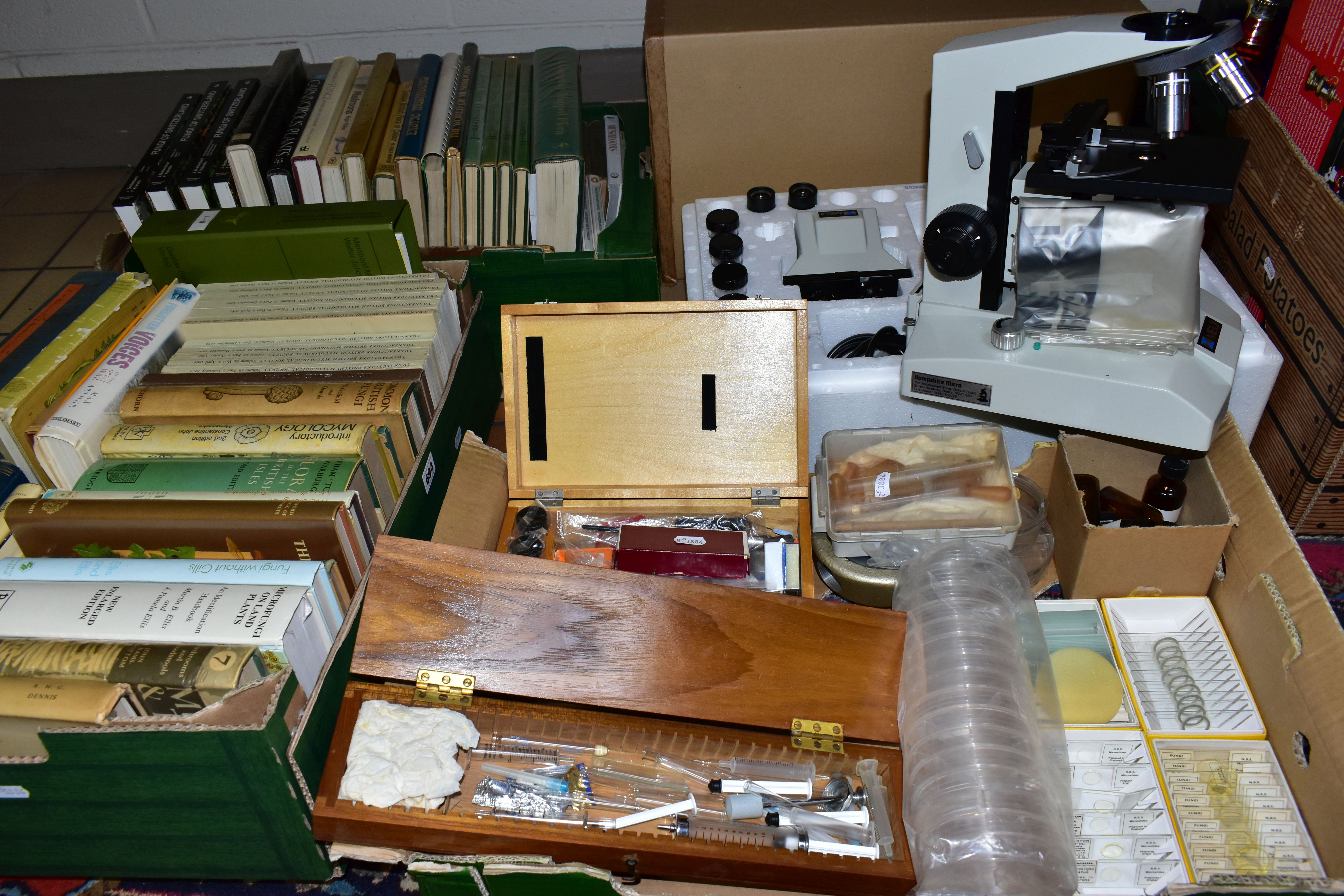 MICROSCOPE, a Meiji ML200 Biological Microscope with a box of Laboratory accessories and two boxes