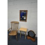 A VICTORIAN MAHOGANY OVAL SWING MIRROR, with two storage compartments, along with a 19th century