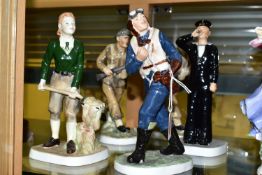 FOUR LIMITED EDITION COALPORT FIGURES FROM THE 'FOR KING AND COUNTRY' SERIES, together with an un-