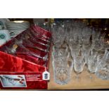 A GROUP OF FINE CUT LEAD CRYSTAL AND OTHER GLASSWARES, to include a set of six Bohemia tumblers, six