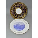 TWO ROYAL WORCESTER PLATES, comprising a Royal Worcester cabinet plate, with heavy gilt decoration