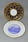 TWO ROYAL WORCESTER PLATES, comprising a Royal Worcester cabinet plate, with heavy gilt decoration