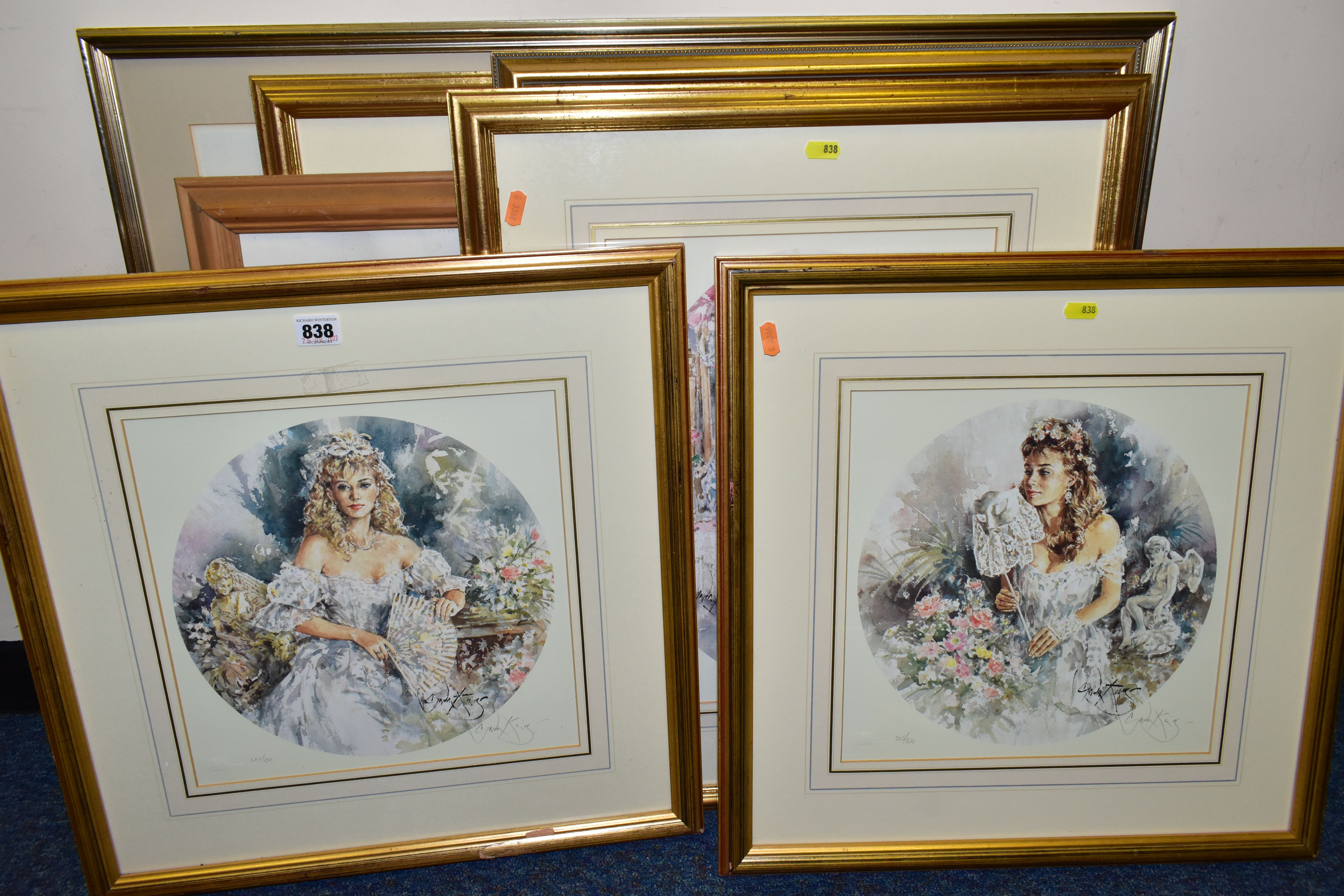 SEVEN FRAMED GORDON KING PRINTS, comprising four signed limited editions 'The Rose' and 'The Love