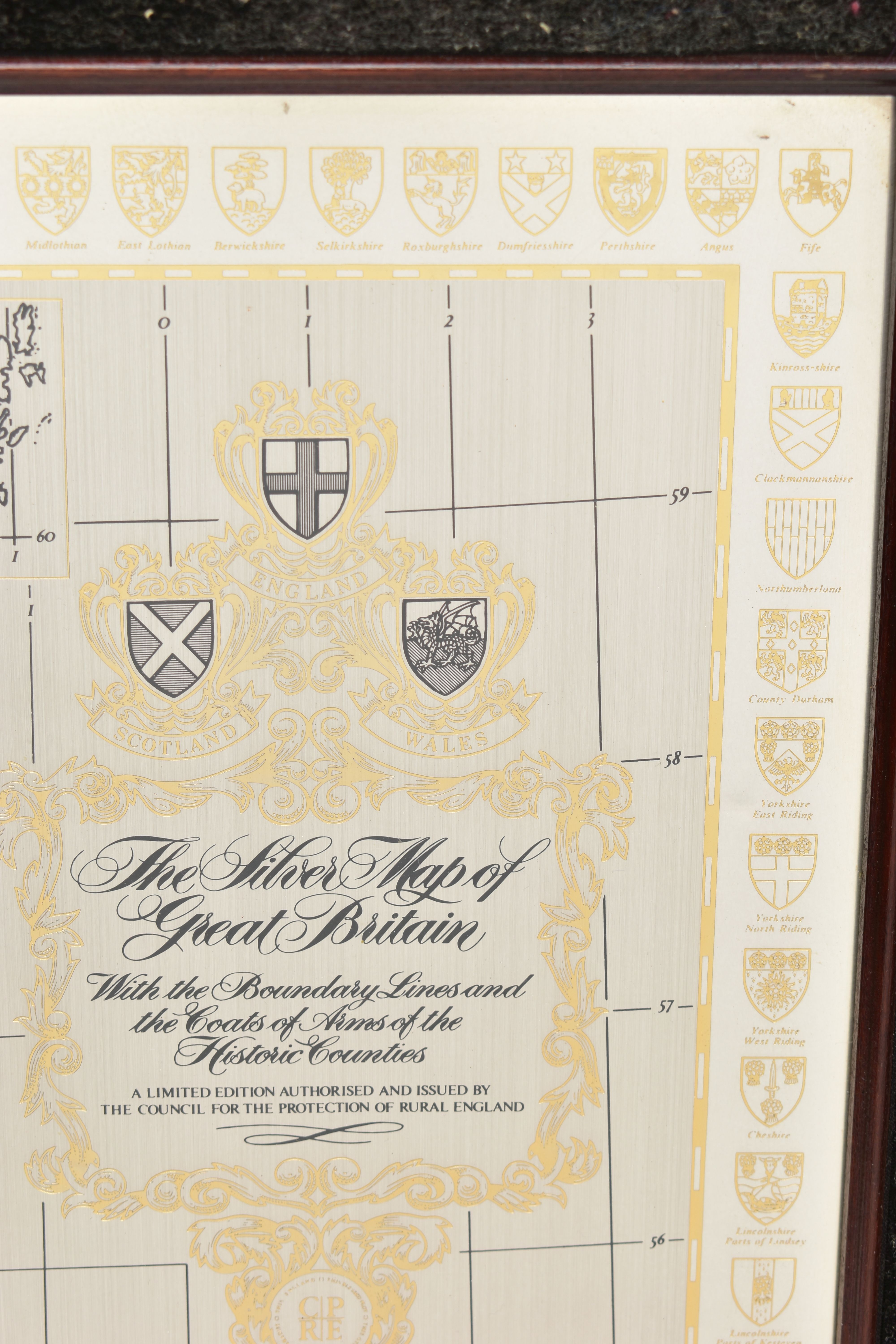 A SILVER MAP OF GREAT BRITAIN, etched with the boundary lines and coats of arms of the historic - Image 3 of 7