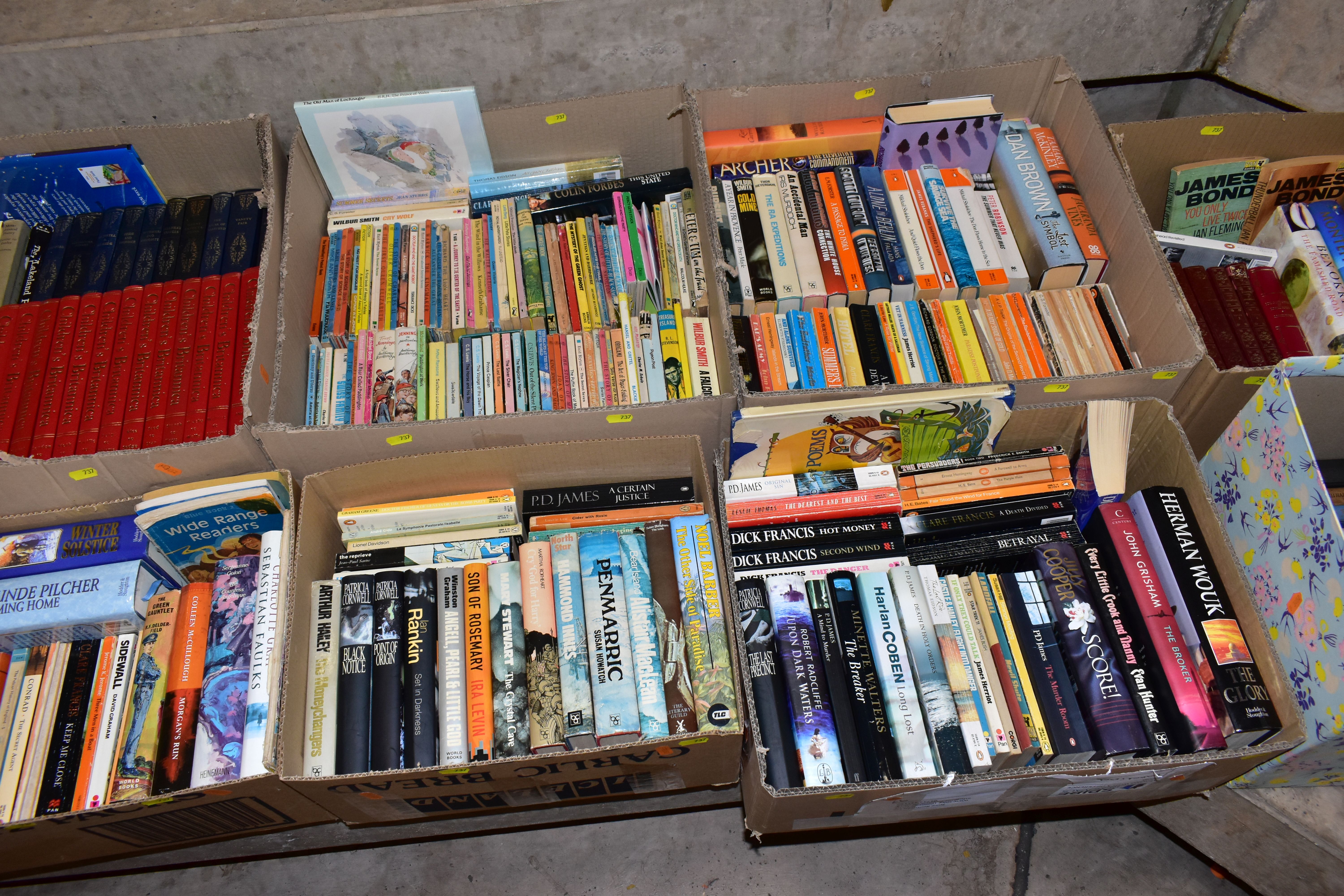 BOOKS, eight boxes containing approximately 280 titles in hardback and paperback format, mostly