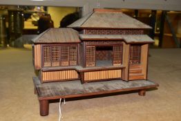 A STRAW WORK MODEL OF A JAPANESE DWELLING, functioning sliding doors (1) (Condition report: one foot