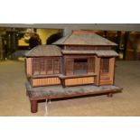 A STRAW WORK MODEL OF A JAPANESE DWELLING, functioning sliding doors (1) (Condition report: one foot