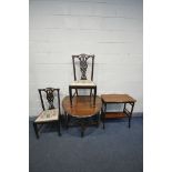 A VICTORIAN WALNUT SIDETABLE, with a wavy top, and undershelf, width 76cm x depth 42cm x height