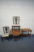 A VICTORIAN WALNUT SIDETABLE, with a wavy top, and undershelf, width 76cm x depth 42cm x height