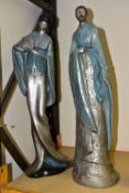TWO TALL AUSTIN SCULPTURES L'ORIENTAL FIGURES AFTER GAKUTEI, depicting male and female figure,